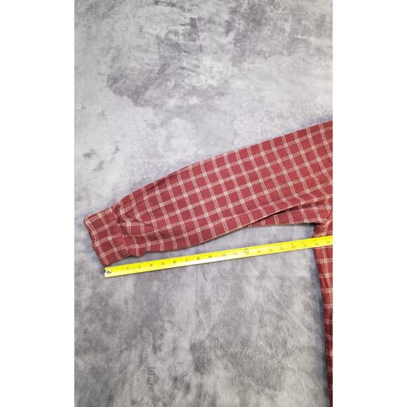 Timberland Size L Plaid Flannel Button Down Shirt Mens Red Cotton Casual C11-16 - Picture 4 of 7